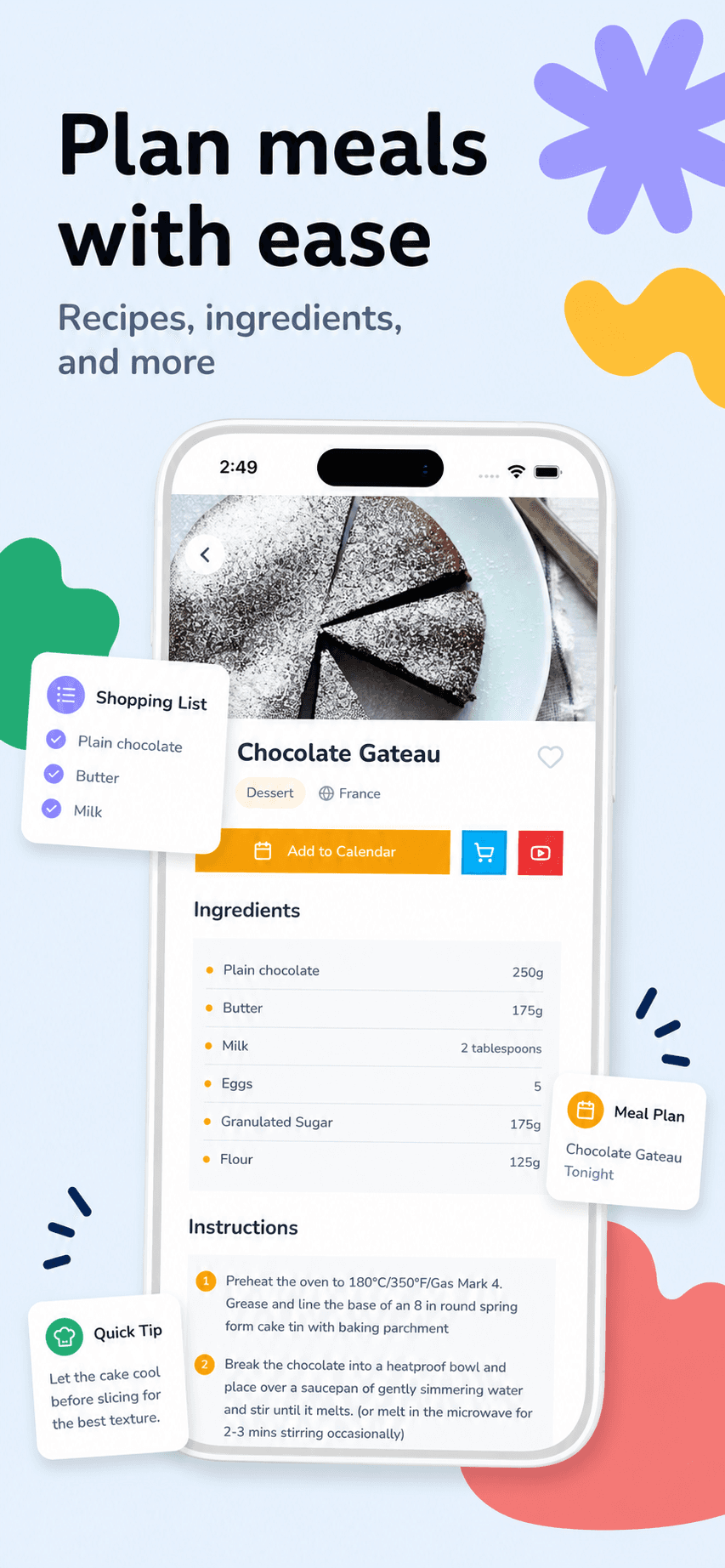 Meal planning and recipes